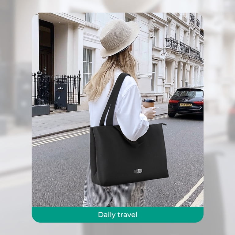 BAGSMART, Halo Tote Bag, 15.6-inch Laptop, Black, Water-resistant - Walmart. com