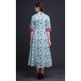 thumbnail image 3 of Bimba Pastel Mint Anarkali Dress Mandarin Collar Sleeveless Kurtis for Women Print Maxi Dress Medium, 3 of 6