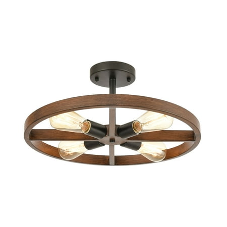 

Wheeling 4-Light Semi Flush in Matte Black and Dark Oak