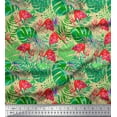 thumbnail image 1 of Soimoi Cotton Voile Fabric Tropical Leaves & Flamingo Bird Print Sewing Fabric Yard 56 Inch Wide, 1 of 3