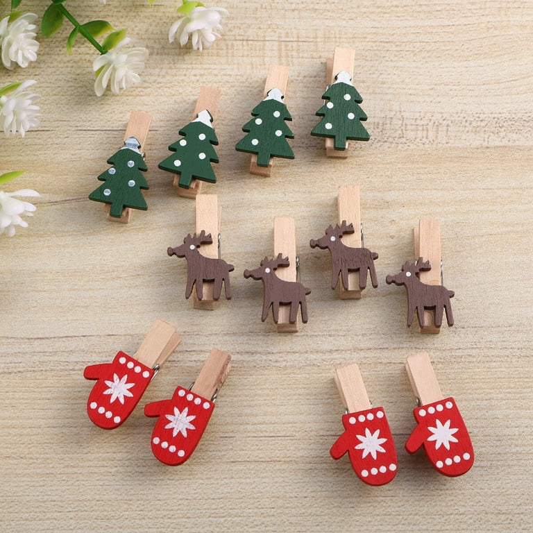 Christmas Tree Clips 12 Pcs Tiny Clothes Pins Wooden Clothespins Christmas  Mini Clothespins Christmas Clip Wooden For Photo - AliExpress