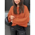 thumbnail image 4 of Women's Fall Sweaters Casual Long Sleeve Pullover Crewneck Ribbed Knit Jumper Tops Plain Blouse, 4 of 5