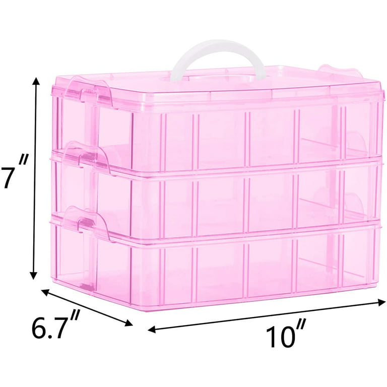 Storage Organizer,Hot Wheels Case,Sewing Box,3-Tier Plastic Organizer Box  with Dividers, Storage Containers for Organizing Art Supplies, Fuse  Beads,Washi Tape, Jewelry,Tool,Kids Toy 