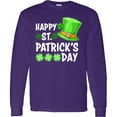 thumbnail image 3 of Inktastic Happy St. Patrick's Day Green Hat and Clovers Long Sleeve T-Shirt, 3 of 5