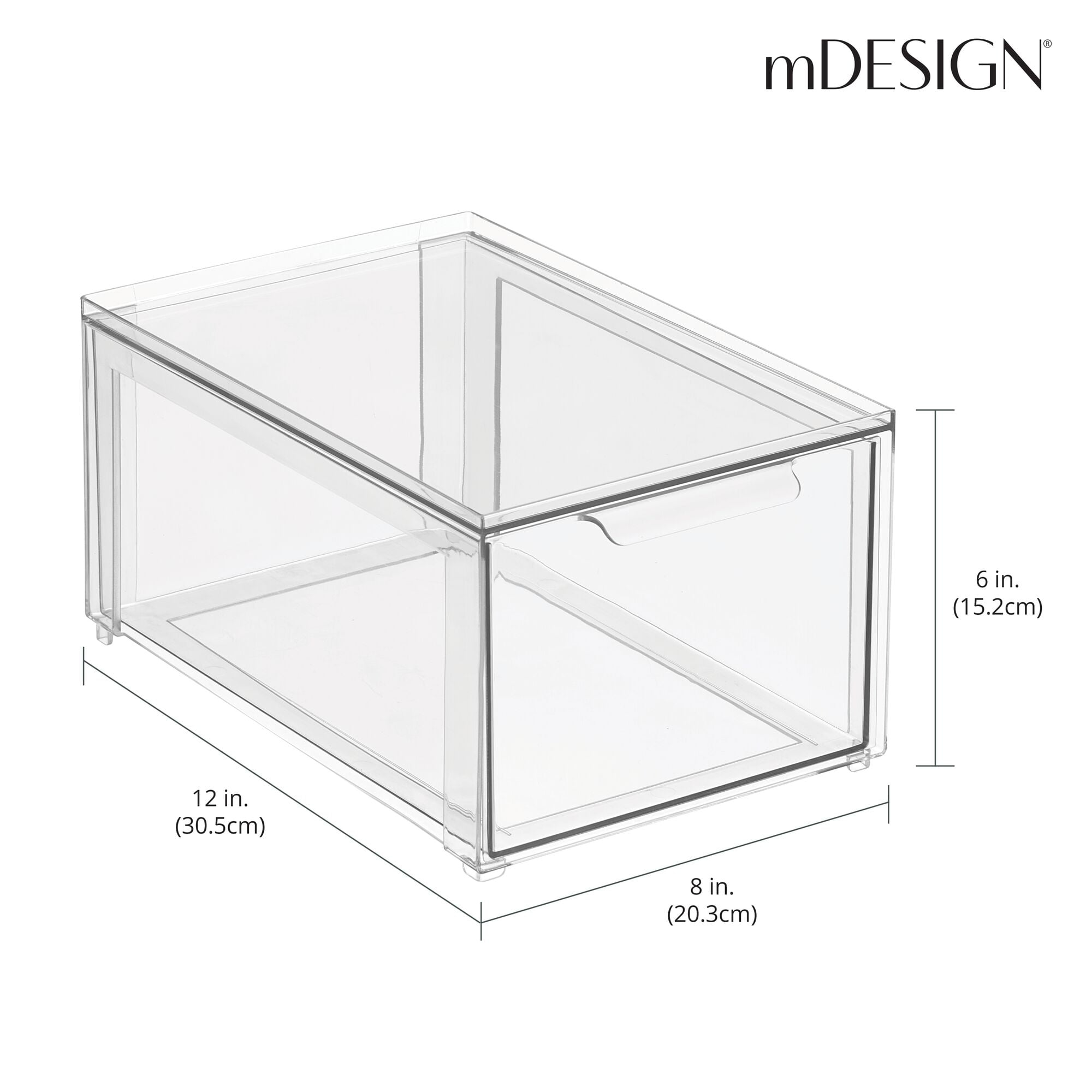 mDesign Plastic Closet Organizer Bin w/Pull Out Drawer - Shallow Stackable  Storage for Closet - Organization for Shoes, Clothes, Bags, Totes, and