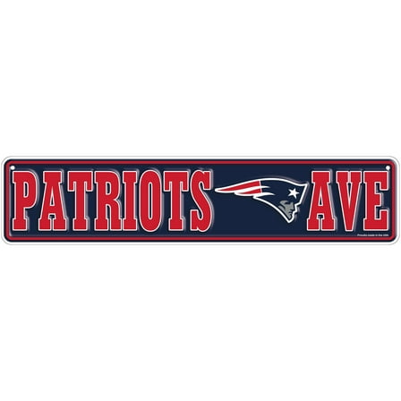 New England Patriots 4" x 18" Team Boulevard Metal Sign