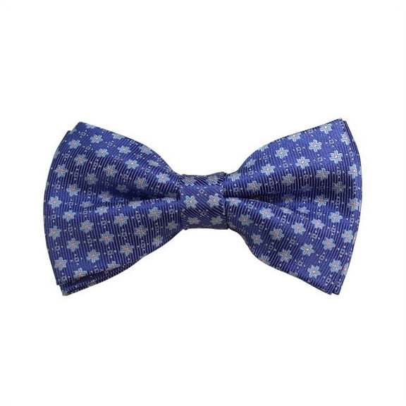 Sky Blue W/ Pink Dot And Steel Blue Floral Woven Pre-Tied Bow Tie