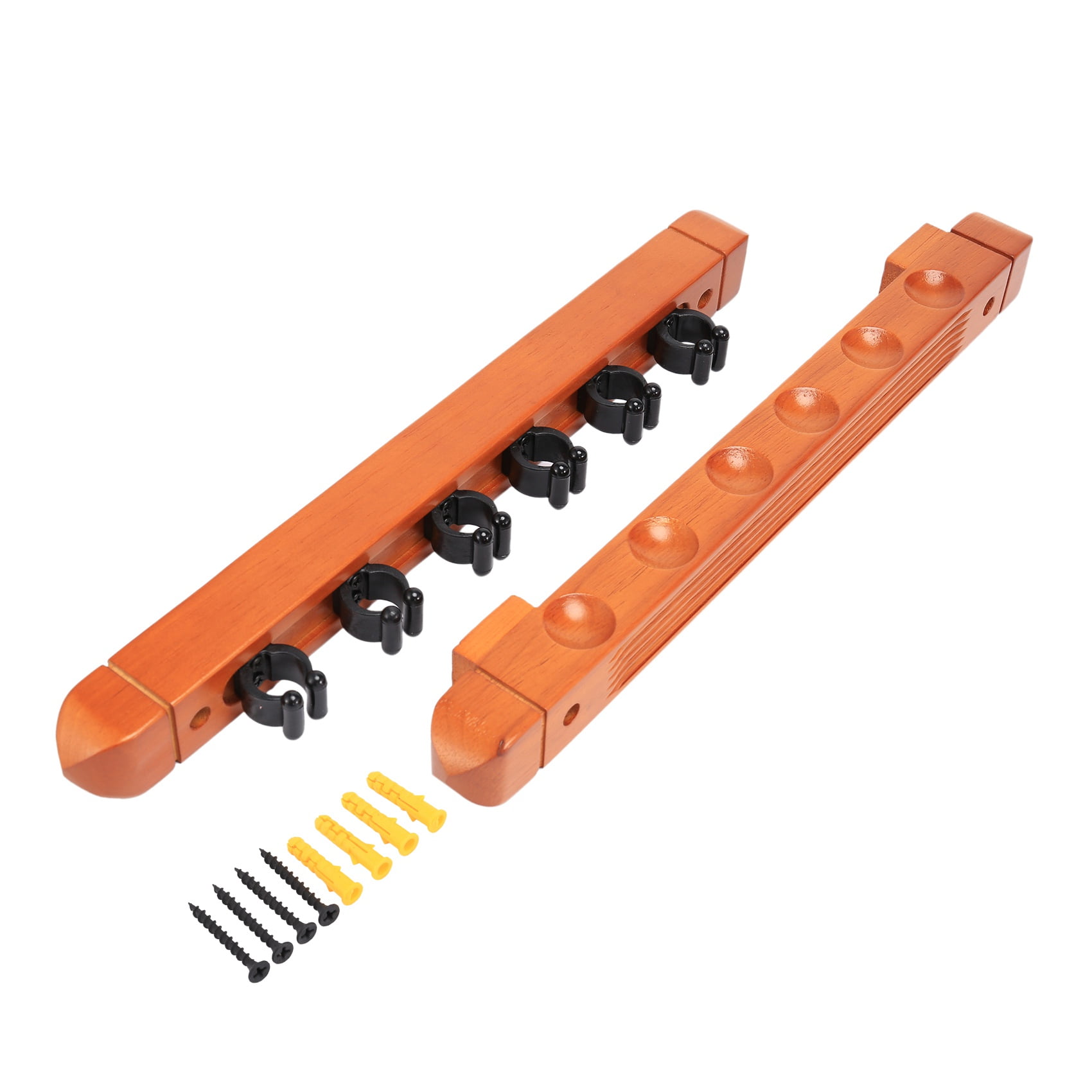 Wall Mounted Hardwood Cue Rack Pool Cue Rack 6 Clips Billiard Holder
