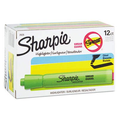 Sharpie 25026 Accent Tank Style Highlighter, Chisel Tip, Fluorescent Green, Dozen