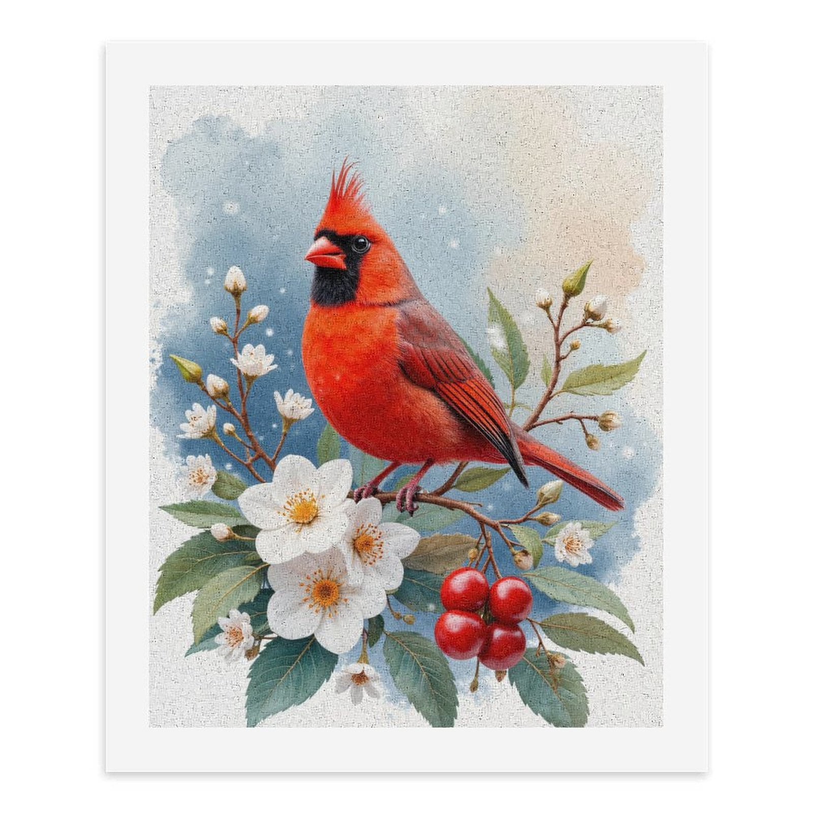 Paint By Numbers Kit for Adults Beginner - Red Bird Blooming Branch Art DIY Canvas Painting Kits for Adults, Frameless Paint By Number for Adults for Home Wall Decor 16x20 Inch