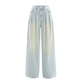 thumbnail image 5 of Yangnuo Women High Waist Pleated Gradient Washed Wide Leg Jeans Loose Fit Casual Denim Long Pants With Pockets, 5 of 5