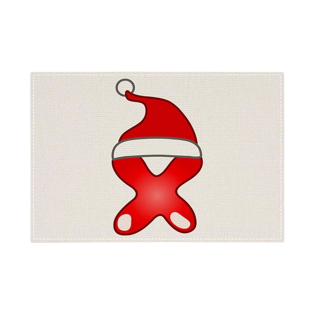 Christmas Table Mat 30 cm x 45 cm Linen Alphabet Placemat with Holiday Letter Design for Dining Table Decoration