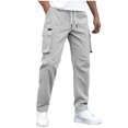 thumbnail image 3 of Pantalon Cargo en Ripstop pour Homme Pantalon Tactique Pantalon de Randonnée avec Multiples Poches Résistant à l'Eau pour Plein Air Militaire Pêche Travail Tenue Quotidienne Coupe Confortable / IhhxPro,Gris m, 3 of 9