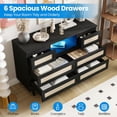 thumbnail image 2 of Eastvita 6-Drawer Natural Rattan Dresser with Key Features (Black), 2 of 4