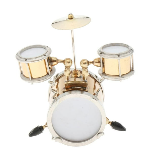 Conjunto de Batería Modelo Instrumento Musical Coleccionables Hugo Dorado 1:12