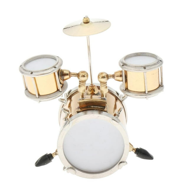 Conjunto de Batería Modelo Instrumento Musical Coleccionables Hugo Dorado 1:12
