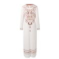 thumbnail image 4 of HUITKMM Robes d'Automne pour Femmes à Manches Longues Robe Maxi d'Automne pour Femmes Col en V à Fleurs Décontractée Longues Robes Soirée Plage Invitée de Mariage Robe Automne, 4 of 6