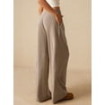 thumbnail image 2 of Women Wide Leg Pants with Pocket High Waisted Lounge Palazzo Autumn and Winter Pants Khaki L, 2 of 7