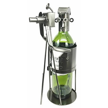 Metal Wind Art Spinners Professional Photographer With Camera Tripod In Action Hand Made Steel Metal Wine Bottle Holder Caddy Great Gift For Photographers Picture Takers Directors ()