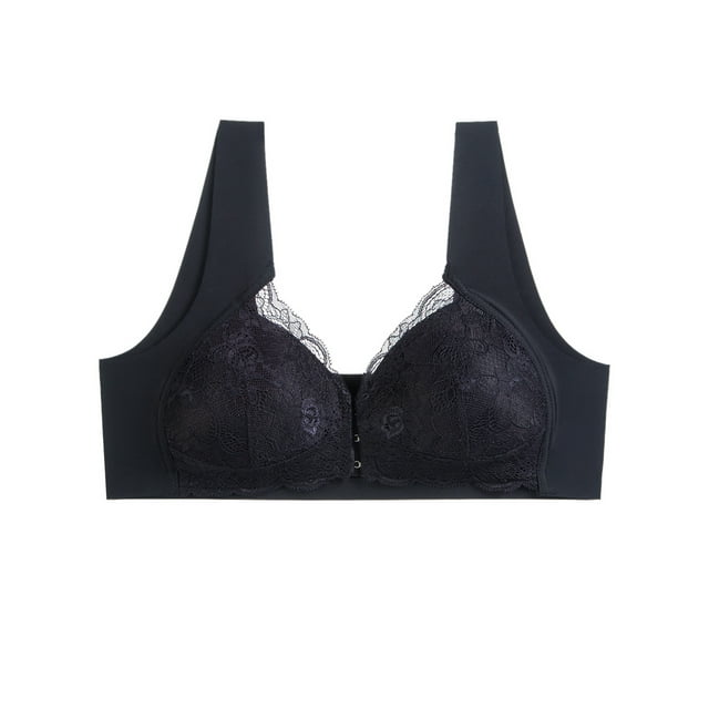 Sujetador de cierre frontal para mujer Sujetador de talla grande con relleno fino de encaje sin Irfora Ropa interior de mujer