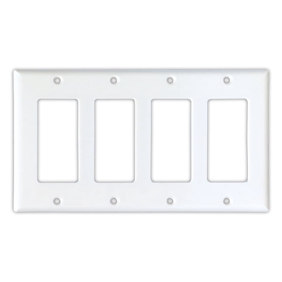 Cooper Wiring Devices 2164W 4-Gang Decorator GFCI Rocker Switch Wall Plate, Standard Size, Thermoset Plastic, White
