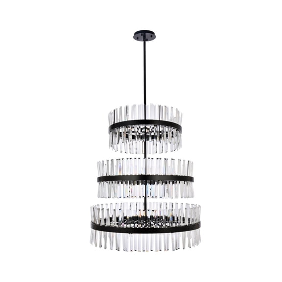 Elegant Lighting Serephina 36" Modern Metal/Crystal Chandelier in Black/Clear