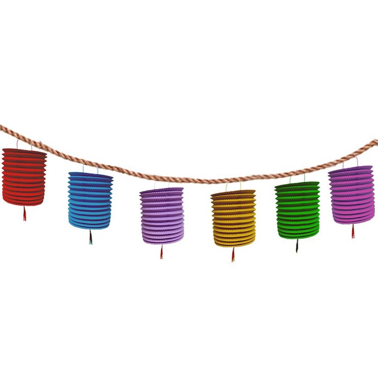 Christmas Multi Colored Hanging Honeycomb Paper Lanterns With Tassel -  Colorful Hanging Garland - Set of 6. Great Outdoor Party Decoration. 