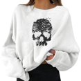 thumbnail image 2 of FASHOFT Halloween Sweatshirt for Women Cute Skull Graphic Oversized Hoodie Long Sleeve Crew Neck Sweater Fall Winter Casual Holiday Pullover Tops White XL, 2 of 6