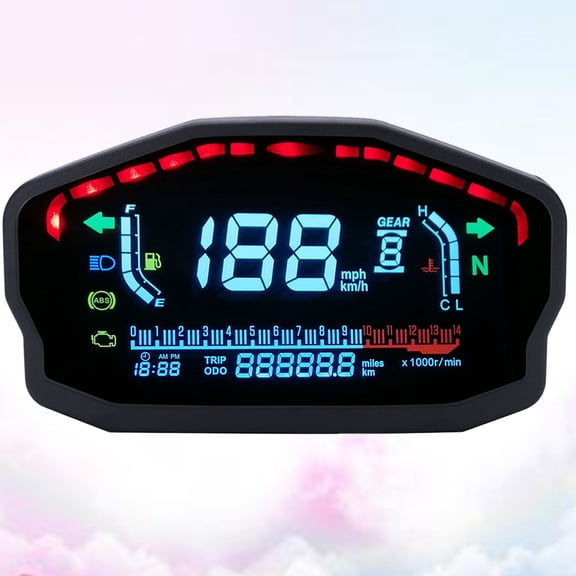 USHOBE All-in-One Black Digital Motorcycle Speedometer for Motorbikes with Single to Four Cylinders