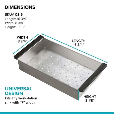 Stainless Steel Colander for Workstation Kitchen Sink