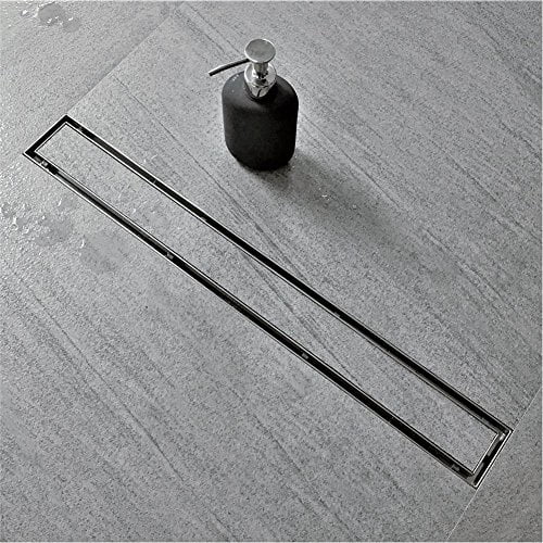 Black Plated Finish Orhemus 304 Stainless Steel Linear Shower Floor Drain with Tile Insert Grate Removable Cover 12 inch Long Rectangle