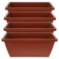 thumbnail image 1 of 4pcs Window Box Planter Plastic Vegetable Flower Planters Boxes Rectangular Flower Pots with Saucers, 1 of 5