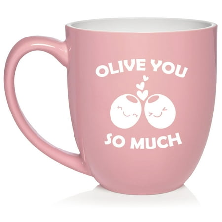 

Olive You So Much Love Wife Mom Mother Sister Gift Ceramic Coffee Mug Tea (16oz Light Pink)