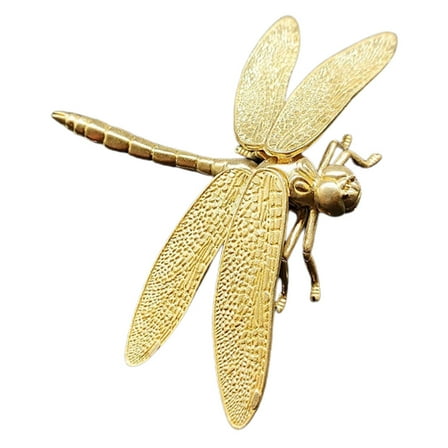 FELTECHELECTR Miniature Dragonfly Shape Brass Animal Statue 1Pcs Golden Retro Home Office Garden Decoration