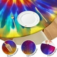 thumbnail image 4 of Colorful Rainbow Tie Dye Spiral Pattern Round Fitted Tablecloth with Elastic Edge,Dining Table Cover Waterproof,Outdoor Round Tablecloth for Camping,Dining,Indoor and Outdoor, 4 of 7