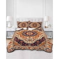 thumbnail image 3 of Orange Boho Flower King Size Down Alternative Comforter, Lightweight Comforter Quilt Bedding Set with Pillow Shams Traditional Oriental Tribal Ethnic All Seasons Bed Comforter Duvet Insert 96"x106", 3 of 7