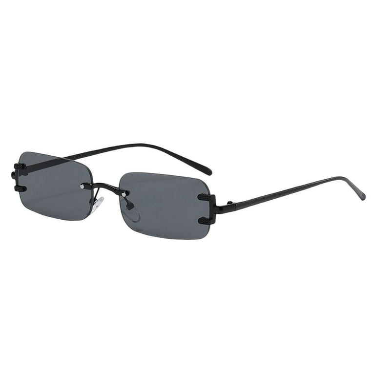 Rectangle Rimless Sunglasses Transparent Decor Retro Style