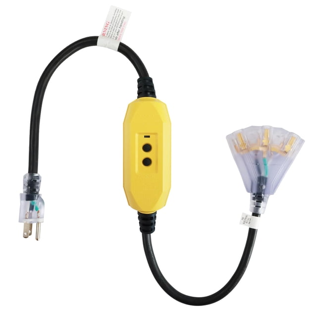 Cable de extensión EP de 3 pies con 3 salidas 12/3 SJTW 15A/125V con certificación UL