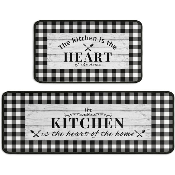 Black and White Kitchen Rugs, Buffalo Plaid Kitchen Rug, Fun Kitchen