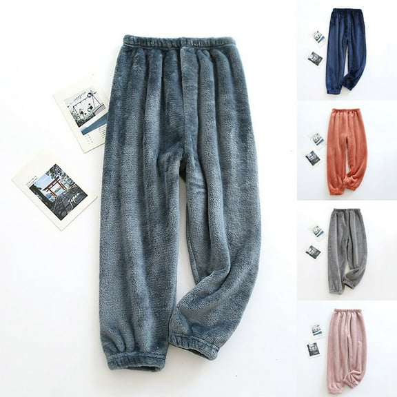 Swuxness Toddler Fleece Warm Home Pants, Winter Long Pants for Kids, Toddler Solid Color Fleece Elastic Waistband Sweatpants for Boys and Girls Red, 12-13 Years