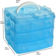 thumbnail image 2 of 3 Tier Stackable Storage Container Box with Handle, Multicolor Plastic Craft Organizer Case with 18 Adjustable Compartments for Tapes, Art Supplies, Jewelry (5.9 x 5.83 x 4.88 in), 2 of 8