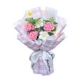 thumbnail image 3 of Esquirla Crochet Flowers Bouquet Home Decor with Light Strip Elegant Decorative Knitted Bouquet for Girlfriend Moms Friends Graduation Pink, 3 of 8