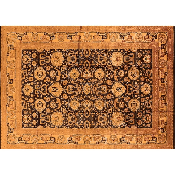 Ahgly Company Indoor Rectangle Oriental Orange Industrial Area Rugs, 8' x 12'