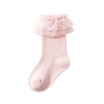 thumbnail image 4 of Dweltoz 2 pairs Girls Ruffle Socks Toddler Lace Frilly Dress Socks with Big Ruffles Cute Princess Style Cotton Crew Socks for Little Kids Girls 0-10 Years, 4 of 7