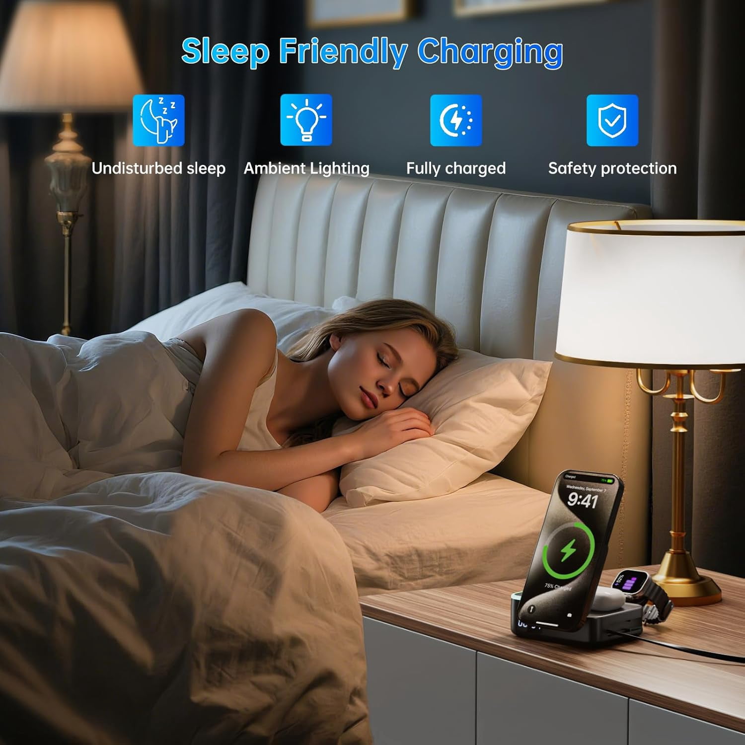 8-in-1 Wireless Charging Station,15W Magnetic Foldable Charger,65W Fast Charging Stand,Retractable Cable,LED Clock,USB-C/A Ports,Multi-Device Charging for i Phone,i Watch,Air pods,Mag Safe Compatible