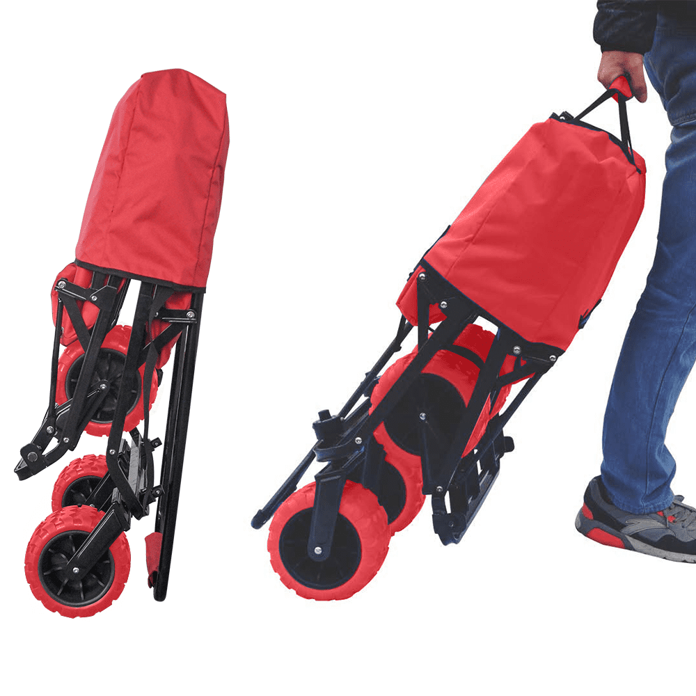 Impact Canopy Folding Utility Wagon, Collapsible, All Terrain Beach Wagon, Red