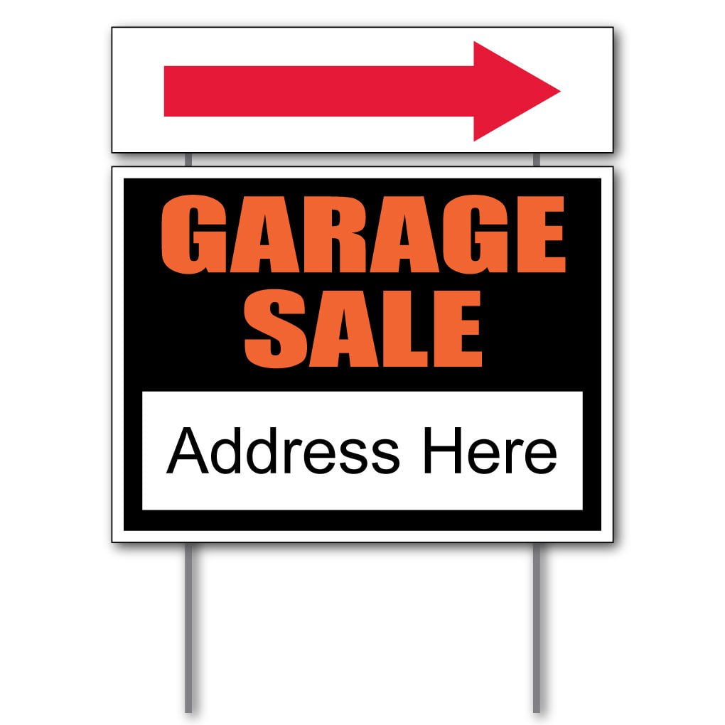 Garage Sale Sign Set, 18 inches x 24 inches Signs with Arrows and Sign Stakes 12453