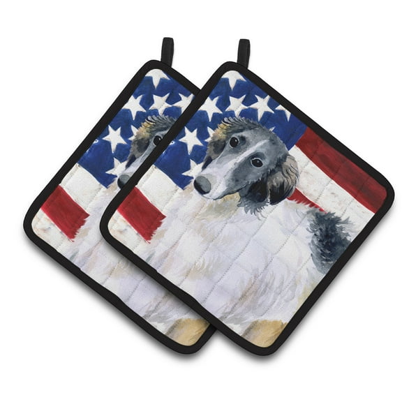 Caroline's Treasures Borzoi Patriotic Pair of Pot Holders