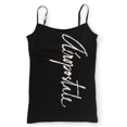 thumbnail image 1 of Aeropostale Vertical Foil Script Tank Top para mujer, negro, pequeño Aeropostale Camiseta sin mangas, 1 of 2