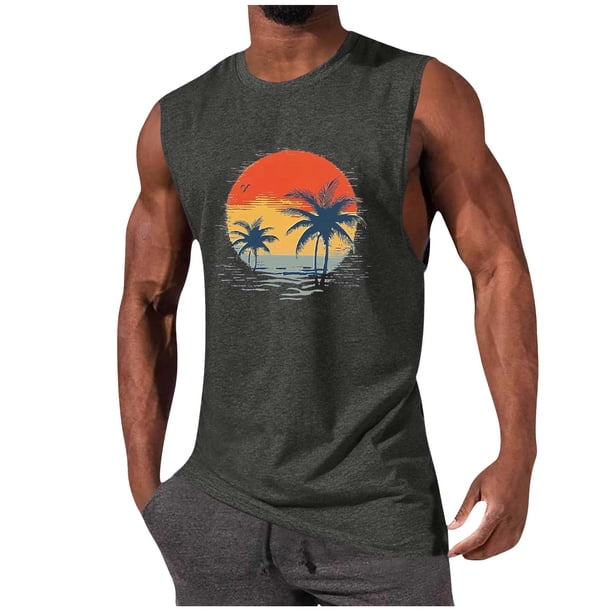 Hombres Casual Moda Impresión Suéter Cuello Redondo Deportes Tanque sin Mangas para Al Aire Libre Casual Diario